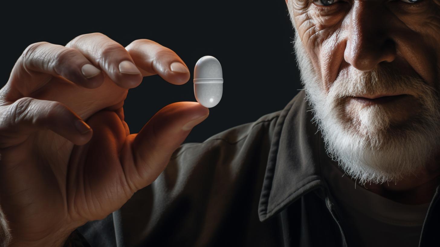 a man takes a pill фото